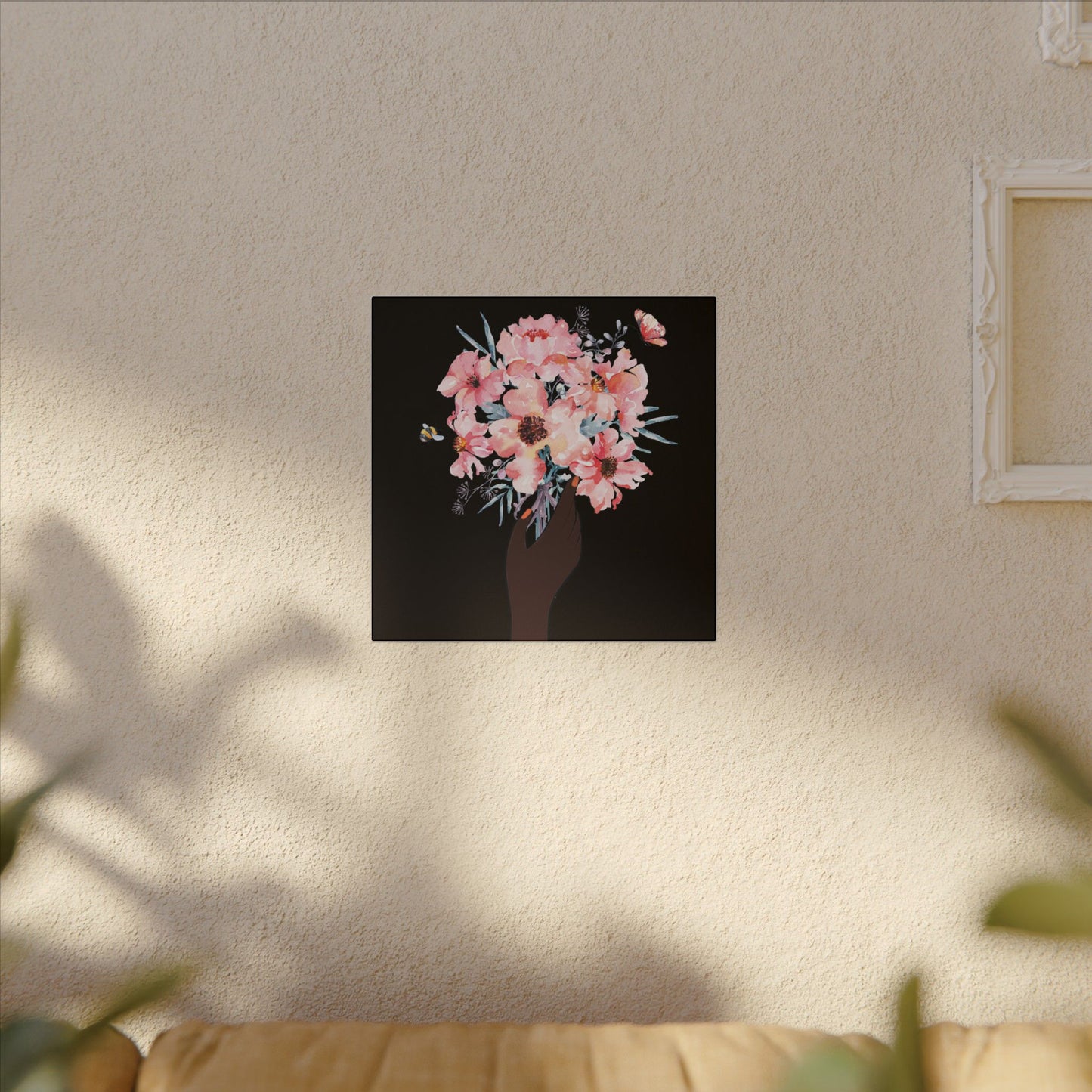 Bloom Held Softly Black canvas, Stretched, 0.75" (Multi-Size)
