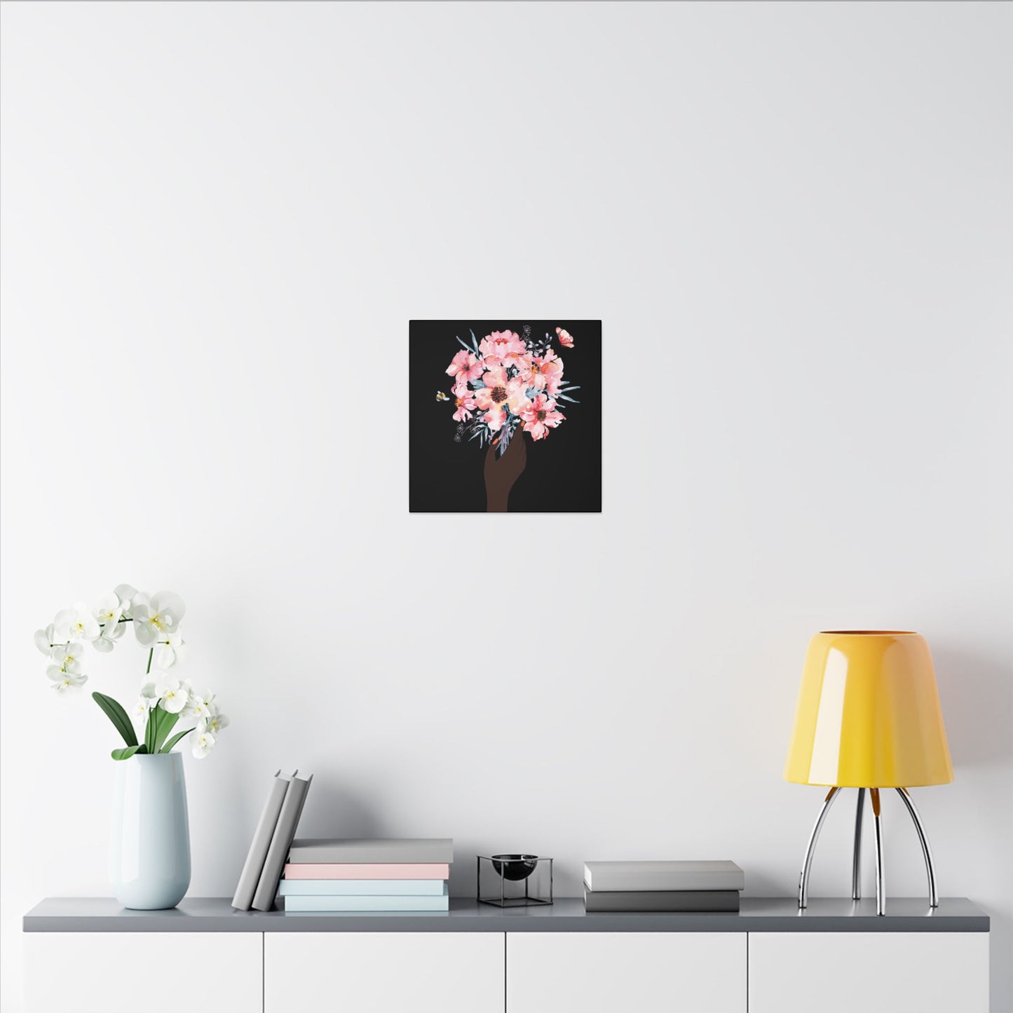 Bloom Held Softly Black canvas, Stretched, 0.75" (Multi-Size)
