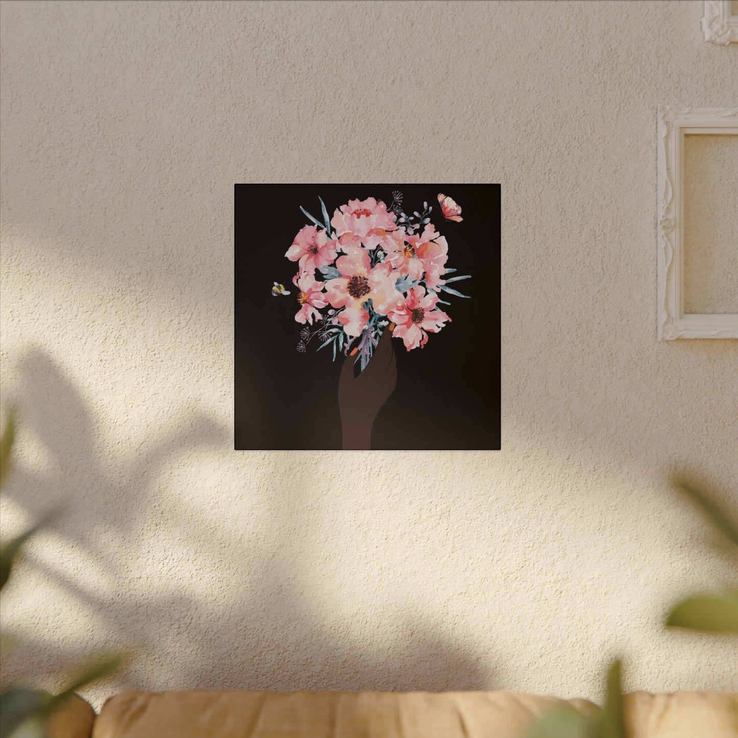 Bloom Held Softly Black canvas, Stretched, 0.75" (Multi-Size)