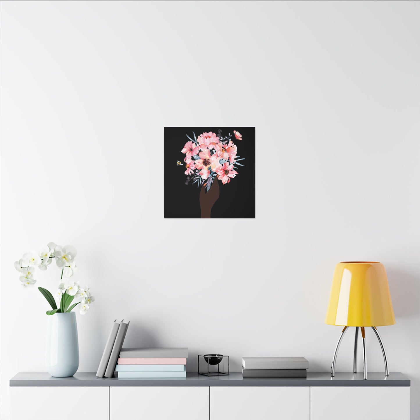 Bloom Held Softly Black canvas, Stretched, 0.75" (Multi-Size)