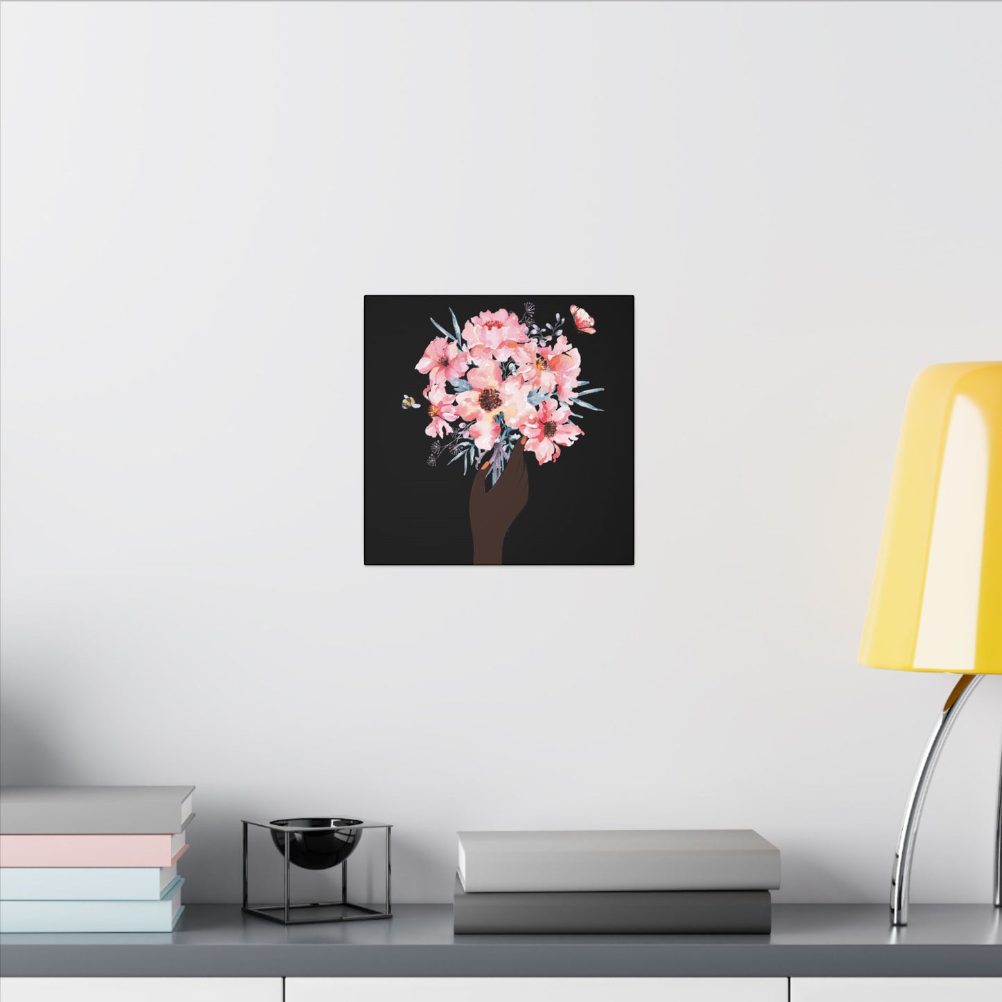 Bloom Held Softly Black canvas, Stretched, 0.75" (Multi-Size)