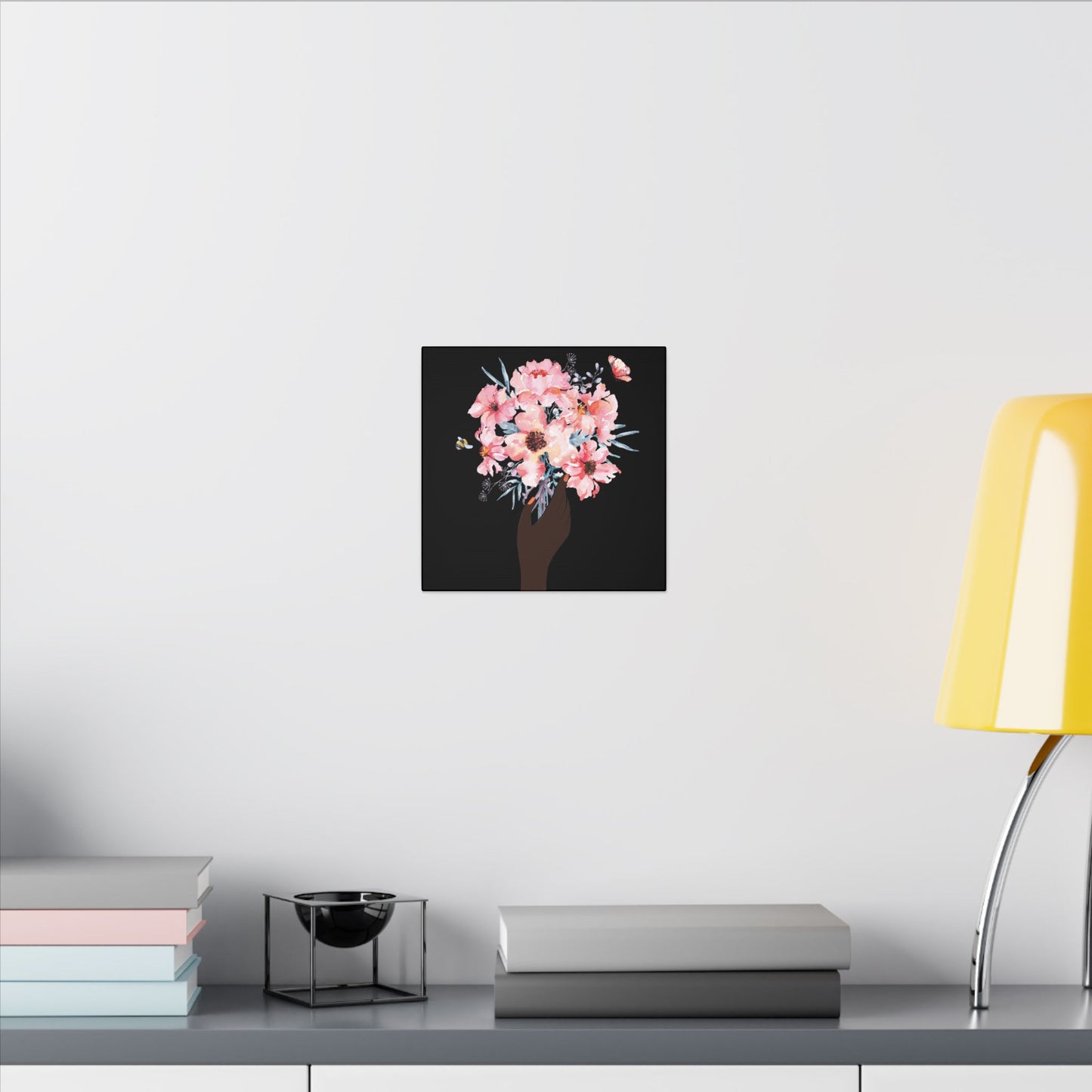 Bloom Held Softly Black canvas, Stretched, 0.75" (Multi-Size)