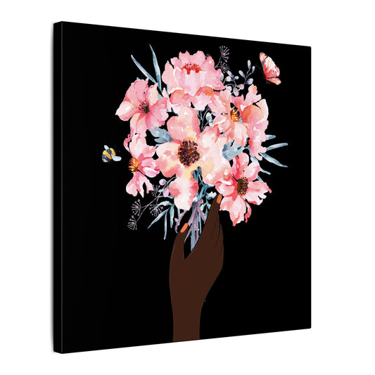 Bloom Held Softly Black canvas, Stretched, 0.75" (Multi-Size)